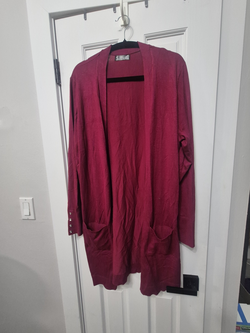Verve Ami Open-Front Long Cardigan in Raspberry